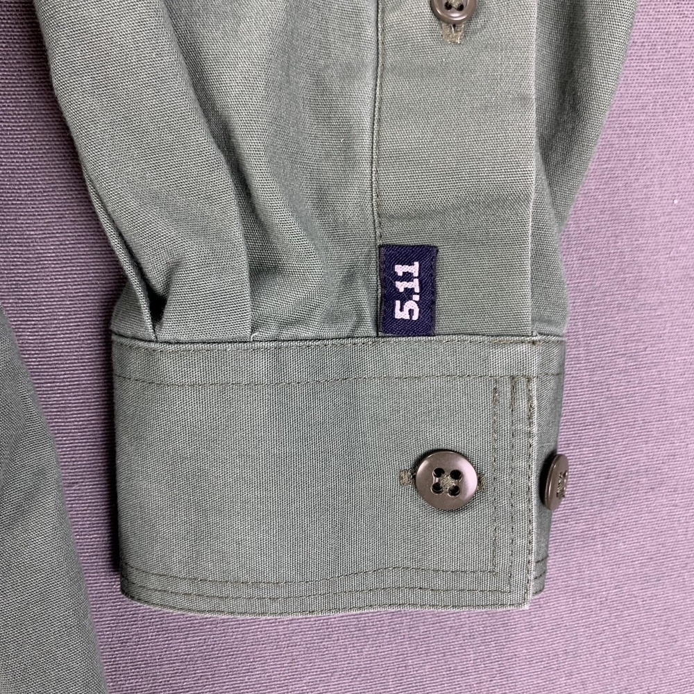 5.11 Tactical Shirt Mens MED Olive Green Long Sleeve Button Front Vented Twill - Picture 5 of 16